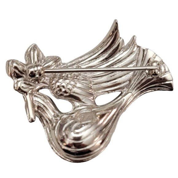 Swarovski Swan Logo Silver Tone Clear Crystal Dove Brooch Pin K882 - Picture 6 of 10